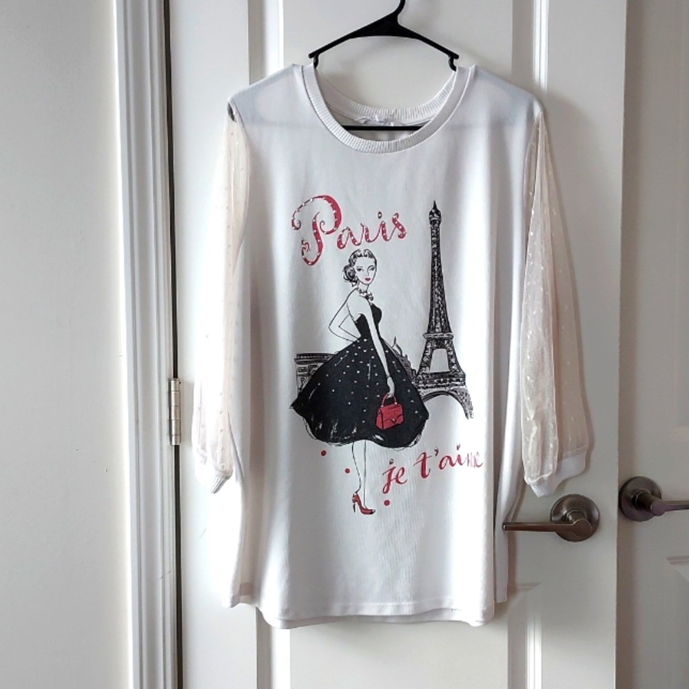 Kiss & Fly long sleeve top 2x white